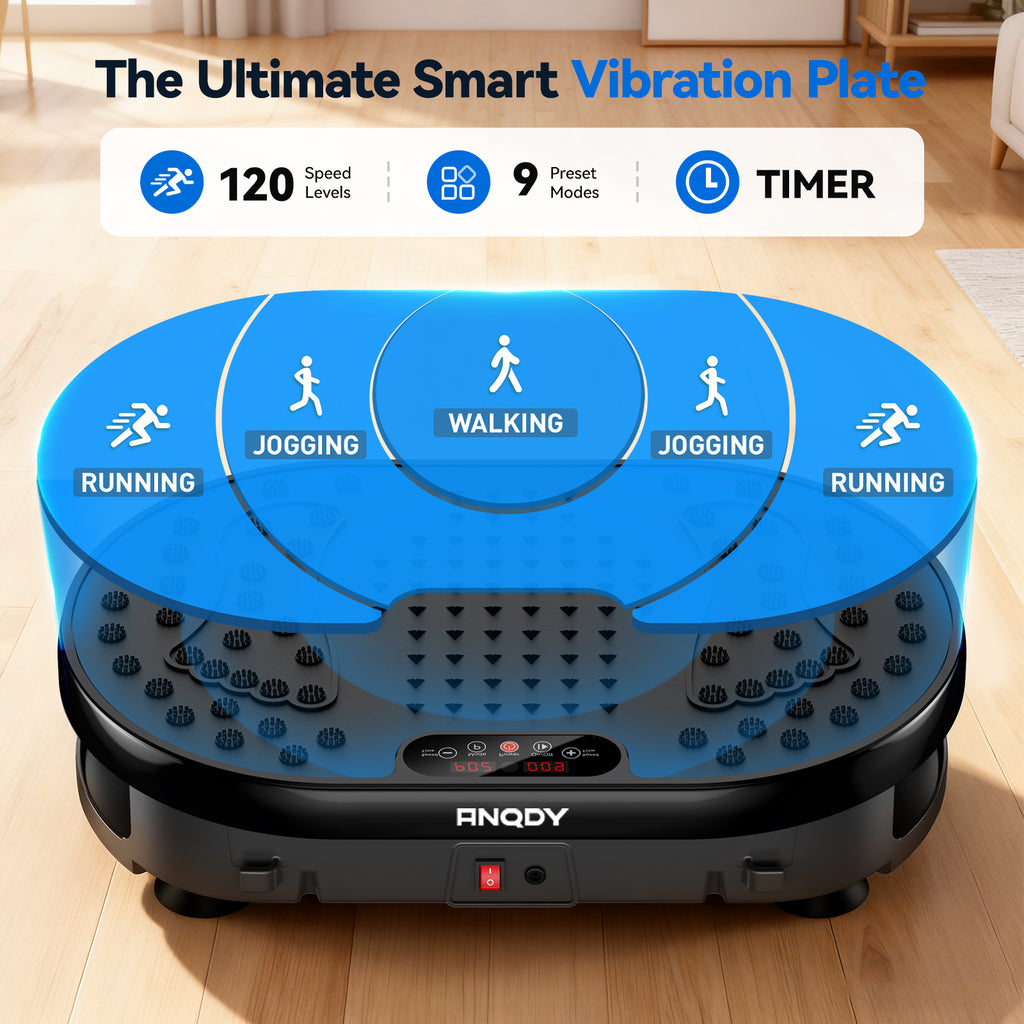 Anqdy Vibration Plate Exercise Machine for Home Fitness & Whole Body Workout, 350 Lbs Capacity with 2 Loops & Remote Control