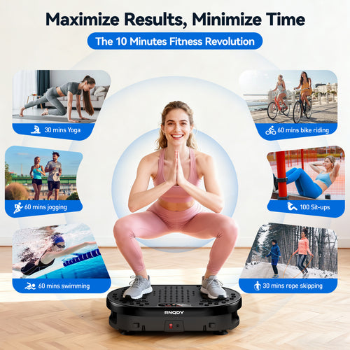 Anqdy Vibration Plate Exercise Machine for Home Fitness & Whole Body Workout, 350 Lbs Capacity with 2 Loops & Remote Control
