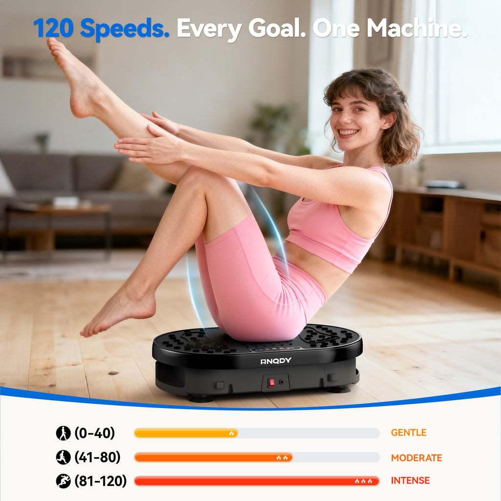 Anqdy Vibration Plate Exercise Machine for Home Fitness & Whole Body Workout, 350 Lbs Capacity with 2 Loops & Remote Control