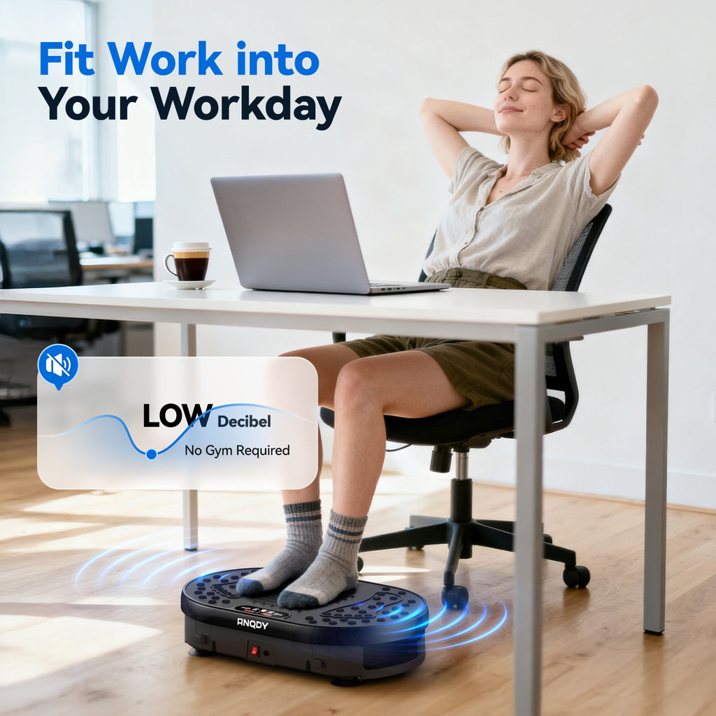 Anqdy Vibration Plate Exercise Machine for Home Fitness & Whole Body Workout, 350 Lbs Capacity with 2 Loops & Remote Control