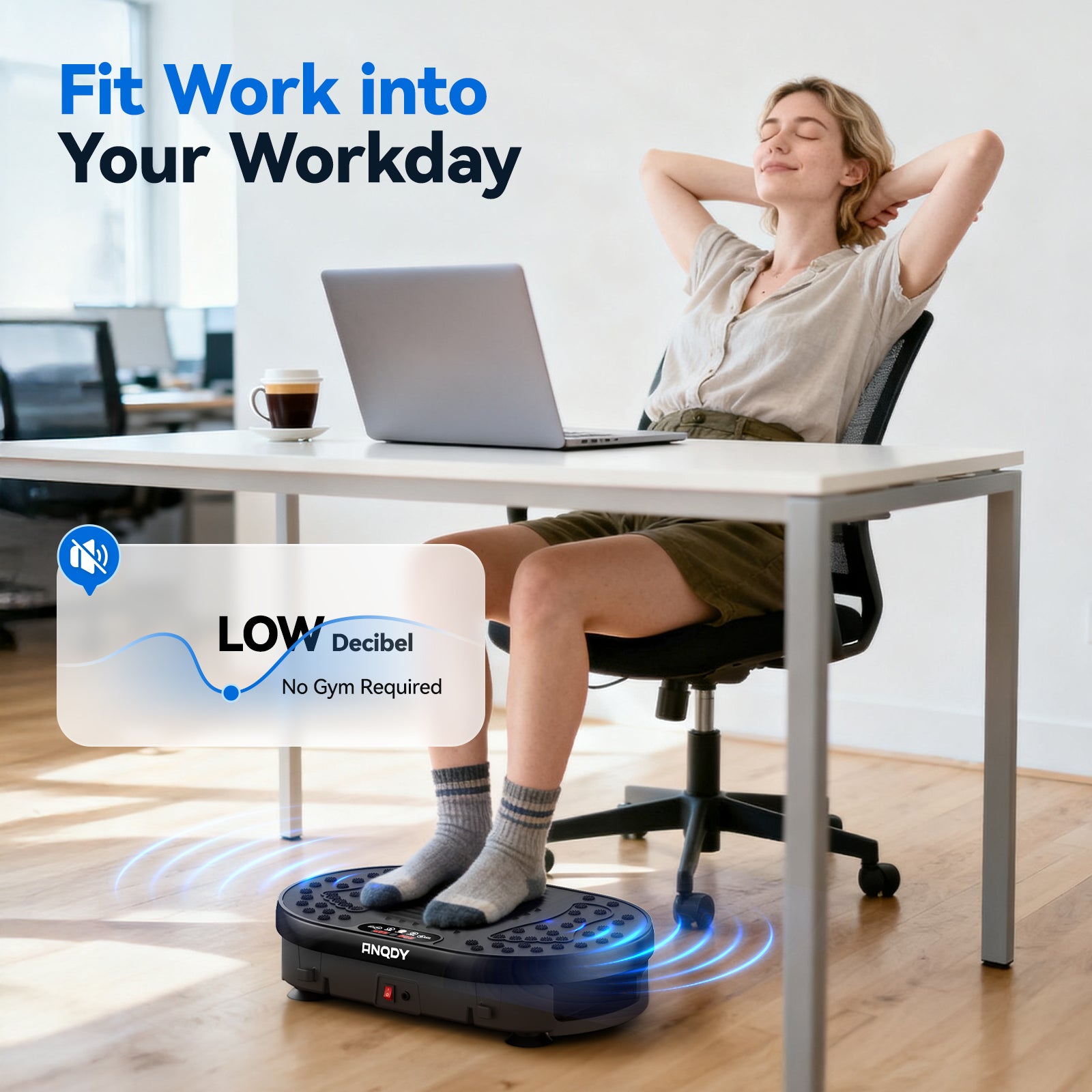Anqdy Vibration Plate Exercise Machine for Home Fitness & Whole Body Workout, 350 Lbs Capacity with 2 Loops & Remote Control