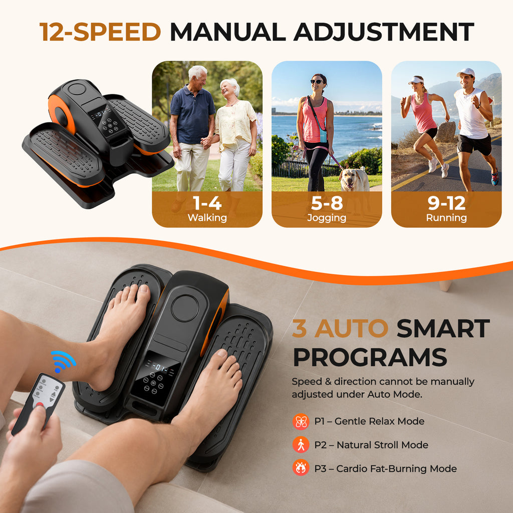 Anqdy Under Desk Elliptical Machine, Quiet Portable Elliptical Leg Exercise Machine, Seated Pedal Exerciser for Seniors, Home Office, 12 Adjustable Speeds, Romote Control Fitness Equipment